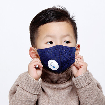 

MA graphene child mask KN95 level anti-fog hail ear strap folding with anti-pm25 anti-particulate matter 2 pack dark blue