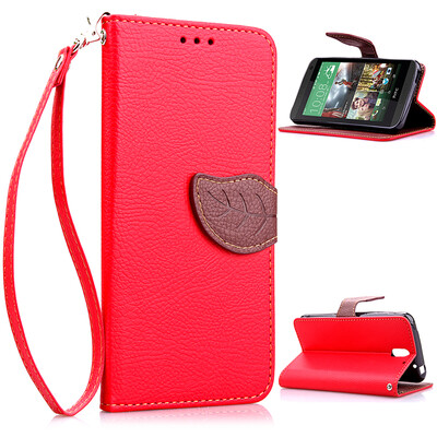 

Red Design PU Leather Flip Cover Wallet Card Holder Case for HTC Desire 610