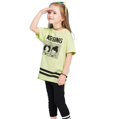 

Balbara (BALABALA) children short-sleeved suit women's big children's children's clothing two-piece sleeved casual 28192170155 milk yellow 120