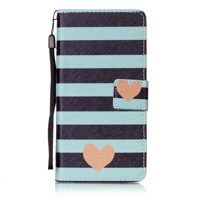 

Blue Stripes Design PU Leather Flip Cover Wallet Card Holder Case for Huawei P9