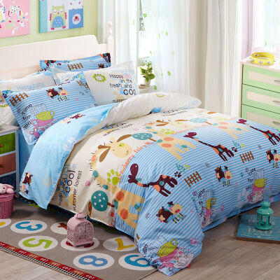 

NanJiren cartoon print cotton bed set/bed kit (duvet cover/bedsheet/pillowcase) 1.5/1.8m bed