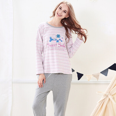 

Jingdong supermarket] red beans home (Hodohome) couples pajamas men and women spring and autumn soft cotton long-sleeved card children pro-child home clothing suit lady lime 170 / 92A