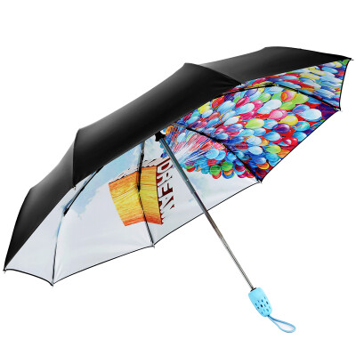 

Paradise Umbrella UPF50 self-opening black plastic transfer tri-fold sun umbrella umbrella 31815E blue