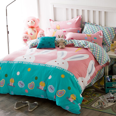 

Antarctic Suite Home Textiles Single Cotton Twill Three-piece Cotton Bed Sheets Bedding Bedding White Rabbit Powder Suitable for 12m Bed