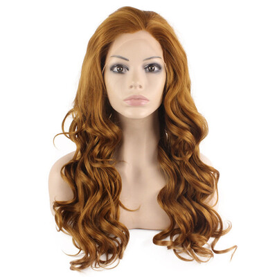 

Long Wavy Gold Blonde Lace Front Heat Friendly Fiber Hair Wig Natural