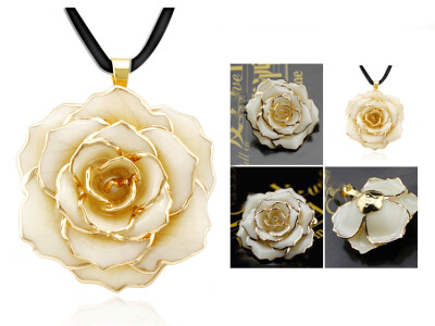 

24K Golden Plated Pendant Forever Preserved Rose Flower Pendant With 11.8" Chain 240087