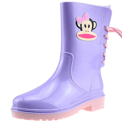 

PaulFrank mouth monkey rain boots fashion boots in the tube after the series with water shoes PF1002 purple 39 yards