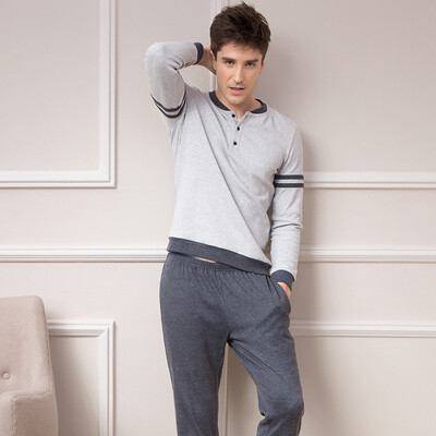 

Camel Autumn Winter Men&39s Europe&America simple long-sleeved round neck can wear casual home service suit gray  15Q087M