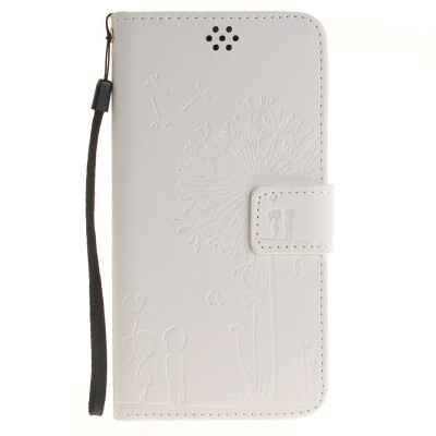 

White Lovers and Dandelion Style Embossing Classic Flip Cover with Stand Function and Credit Card Slot for SAMSUNG GALAXY Note 5