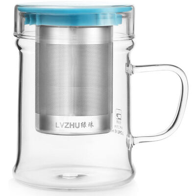 

Jingdong supermarket] green beads lvzhu 400ml home office with a lid with a thicker heat-resistant high-borosilicate glass three-piece blister tea cup A1031 Khaki
