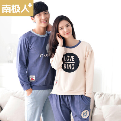 

Antarctic Couple Pajamas Autumn Cotton Letter Casual Long Sleeve Home Service T-QL3073 Women&39s Beige
