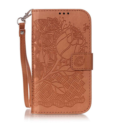 

Brown Rose Design PU Leather Flip Cover Wallet Card Holder Case for SAMSUNG 9082