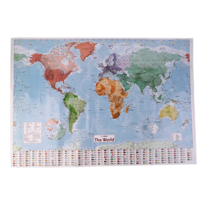 

New 97.5 X 67.5 Large World Map English French Wall Chart Teaching Poster