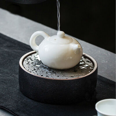 

Black Coin Ceramic Teapot Cushion Tea Ceremony Pottery Small Serving Drip Tray