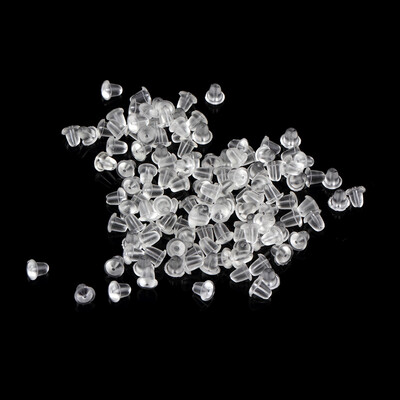 

100pcs Bullet-shaped Rubber Earring Findings Backs Stoppers Ear Post Nut