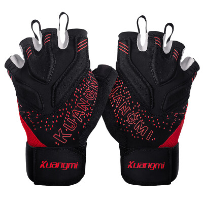 

Frenzy kuangmi gloves fitness equipment training horizontal bar riding running sports half finger warm care palm pressure extended wrist KMh502 2 only installed M code