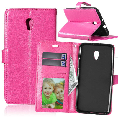 

Rose red Style Classic Flip Cover with Stand Function and Credit Card Slot for ZTE Blade V7