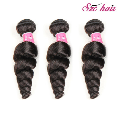 

SZC Hair Product Indian Loose Wave Virgin Hair 3 Bundleslot 8-26 Inche Unprocessed Human Hair Extensions Natural Black Color Can