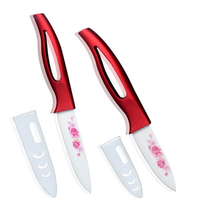 

XYJ Brand Ceramic Knife Set 3 Inch Fruit 4 Inch Utility Knife Red Hollow Handle Kitchen Knives