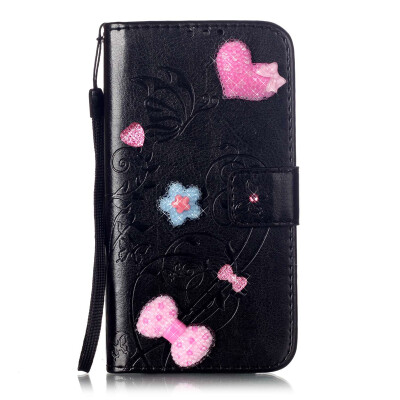 

Black Flower Design PU Leather Flip Cover Wallet Card Holder Case for LG G5