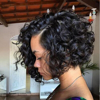 

Short Bob Wavy Lace Front Human Hair Wigs For Black Women 100 Brazilian Full Lace Wig with Baby Hair
