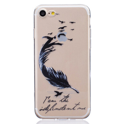 

Black feathers Pattern Soft Thin TPU Rubber Silicone Gel Case Cover for IPHON 7