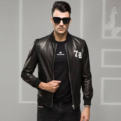 

Mens leather jacket long sleeve autumn witer clothing genuine sheepskin coat real leather the newest style