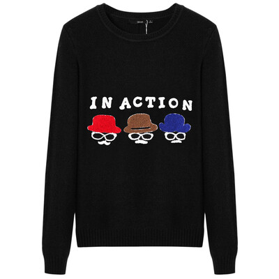 

Semir Ladies simple round necklace headset cartoon sweater skirt sweater Korean tide 19416070906 black S