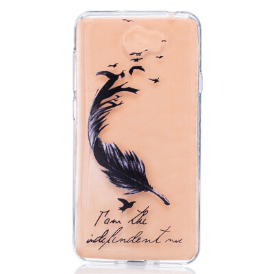 

Black feathers Pattern Soft Thin TPU Rubber Silicone Gel Case Cover for HUAWEI Y5 II