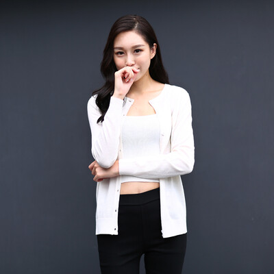 

Antarctic (Nanjiren) Knitwear Women's Fashion Cardigan Slim Long Sleeve Sweater Women's Gray XL (170/84)