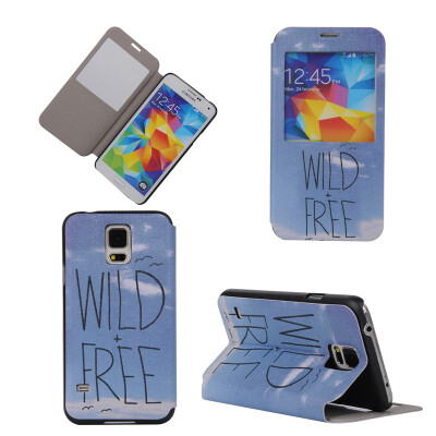 

Wild Free Design PU Leather Flip Cover Wallet Card Holder Case for Samsung Galaxy S5