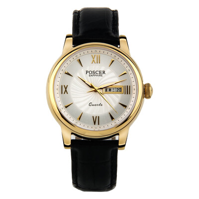 

Porsche (POSCER) couple watch classic series double calendar display belt quartz male watch 8205M.RFB