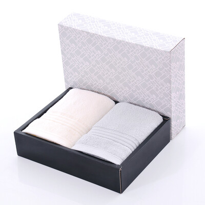 

Yong Liang towel textile cotton class A Twist satin towel towel 2 gift box white / gray 100g / Article 34 × 75cm / Article