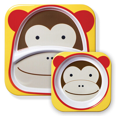 

SKIP HOP Cute Zoo Imitation Porcelain Breaking Children Baby Bowl Dishware Set - Monkey 6 months US imports