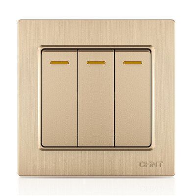 

Zhengtai CHNT socket panel three open single control switch panel brushed gold 7L series NEW7-L00502A