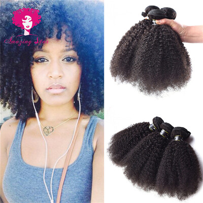 

Amazing Star Hair Bundles Перуанские волосы Virgin Afro Kinky Curly 3 Bundles Unprocessed Human Hair Extensions Soft and Bouncy