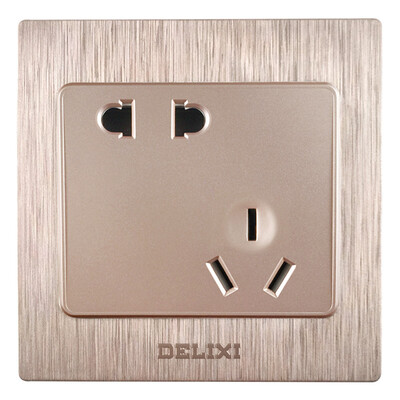 

Delixi DELIXI switch socket panel 10A dislocation five-hole power outlet drawing purple series