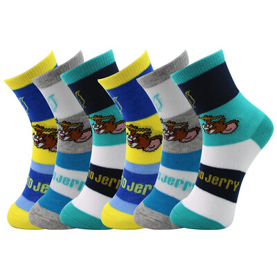

TOM&JERRY Tom Cat&Jerry Mouse Male Child Socks Child Cute Cartoon Baby Combed Cotton Socks Four Seasons 6 Double Assemblies 22-24CM 10
