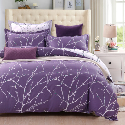 

Elegant 100 uya100 Bedding Home Textiles Tweed Twill Prints Four Sets Cotton Bed Sheets Sparse Shades Purple Purple 18m Bed 220 240cm