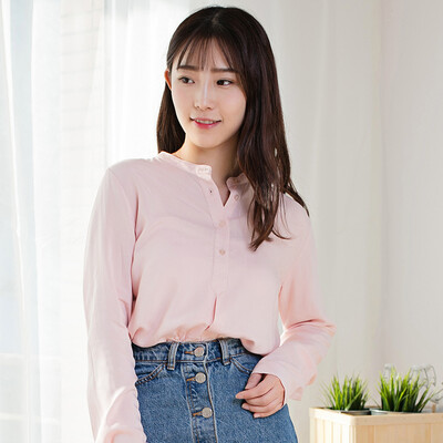 

intercrew Korea 2017 spring new shirt female long sleeve loose type collar collar head women IS7S51 light pink 90