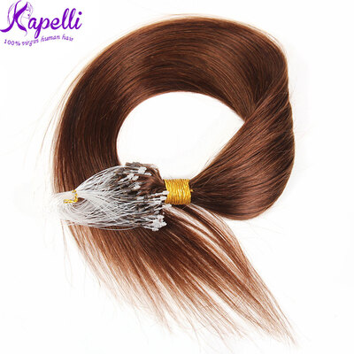 

#4 100g/lot Straight micro ring loop hair extensions 100% remy human hair 18''-26'' 100s can be customized kapelli hair products