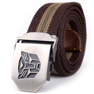 

Loving Lilies Belt Deformed King Kong Canvas Casual Fashion Belt Men & Women General Brown Stripe