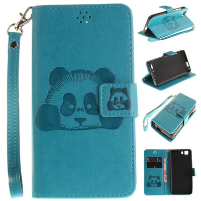 

Sky blue Panda Style Embossing Classic Flip Cover with Stand Function and Credit Card Slot for Dooge X5