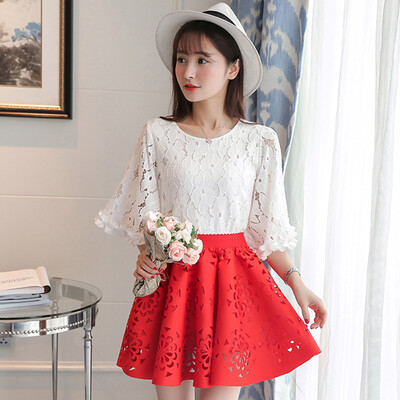 

VINEMO VORNEOCO Модный сладкий кружевной двухсекционный костюм R515 Red L