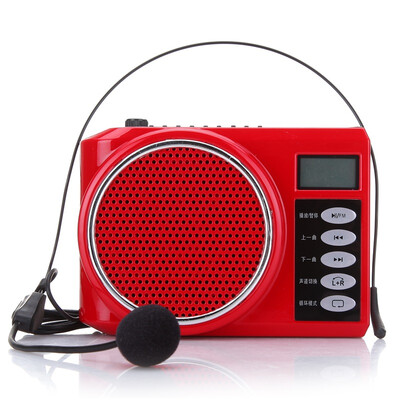 

AKER AK58 loudspeaker LCD display digital song FM radio portable waist hanging loudspeaker small bee sound red