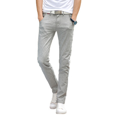 

GEEDO Casual Pants Men 's Flax Slim Casual Pants Long Pants 2017 Khaki 29