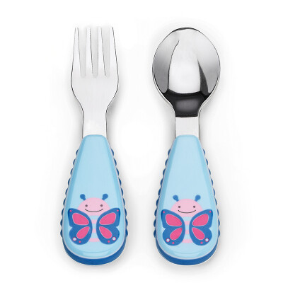 

SKIP HOP cute zoo stainless steel fork spoon tableware combination cartoon pattern child fork spoon suit - puppy 12 months or more