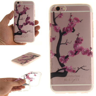 

Purple plum blossom Pattern Soft Thin TPU Rubber Silicone Gel Case Cover for IPHONE 66S