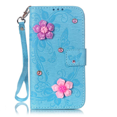 

Blue Butterfly Design PU Leather Flip Cover Wallet Card Holder Case for SAMSUNG G530