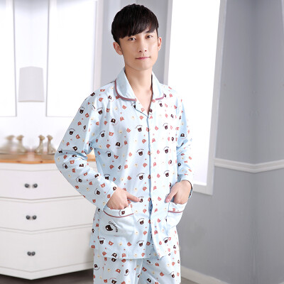 

[Jingdong Supermarket] Antarctic pajamas home service spring and autumn cartoon models lattice men and women on the clubbing suit X675X20082-2 lattice XL